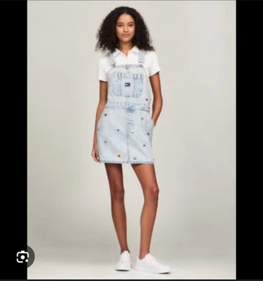 Tommy Hilfiger Flag Motif Denim Overall Dress Women’s XXS Rare Vintage Y2K - Image 1 of 4