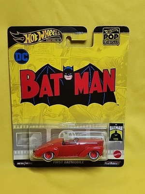 2024 Hot Wheels Premium Pop Culture DC Comics Batman First Batmobile in Red🔥 X7 - Image 1 of 4