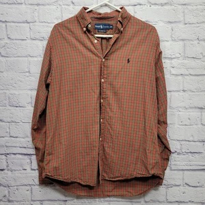 Camisa Ralph Lauren Calce Clásico Botón Cuadros Hombres M Rojo Ladrillo Preppy Patinador Algodón - Imagen 1 de 8