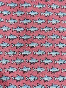 Vineyard Vines Youth Boys Silk Necktie Pink Blue Fish W 3.2” L 48” - Picture 1 of 9