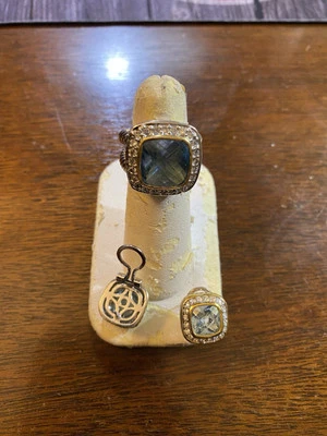 Juego de Pendientes Anillo David Yurman Albion Talla 6, Plata de Ley/Oro 18k Firmado Como Nuevo Foto 1 de 4