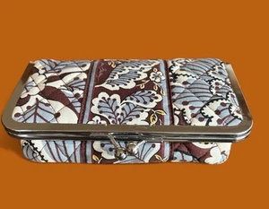 VERA BRADLEY Slate Blooms Kiss & Make Up Cosmetic Bag Retired - Picture 1 of 9