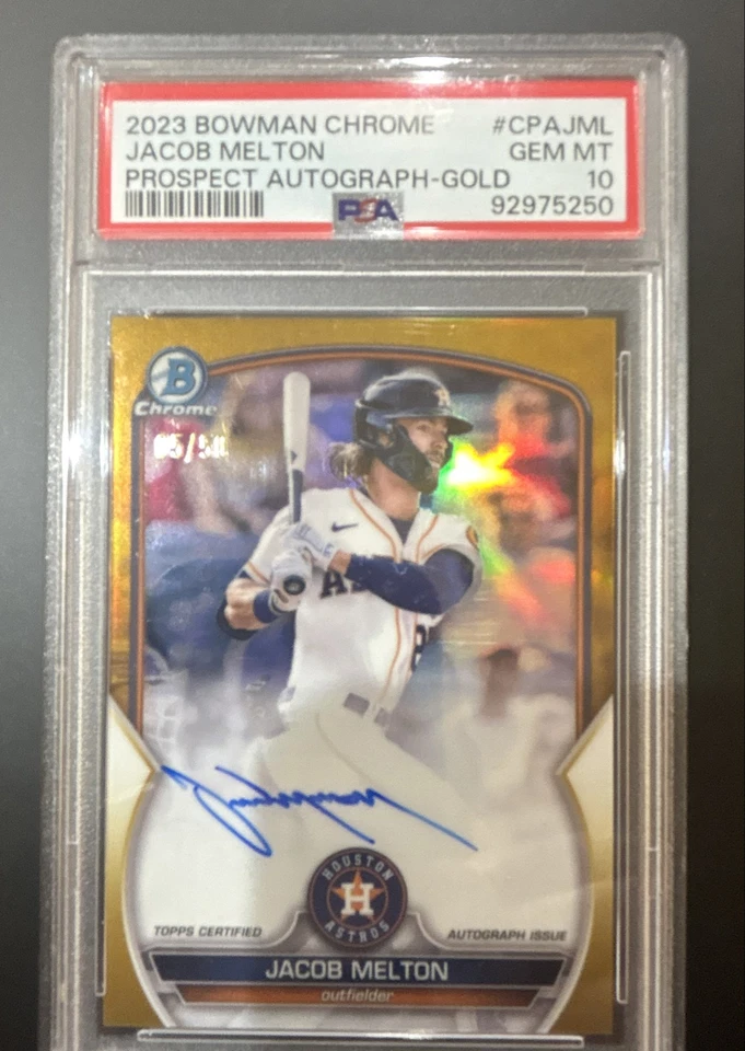 2023 Bowman Chrome - Prospect Auto Jacob Melton #CPA-JML Gold Refractor 05/50  - Image 1 of 1