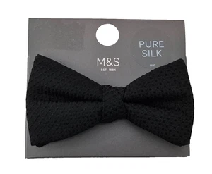 MARKS & SPENCER Para Hombres Preciosa Pajarita Dickie Negra Inteligente Fiesta Poliéster - Imagen 1 de 2