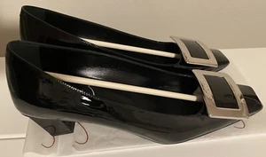 ROGER VIVIER Black Patent Leather Pumps With Signature Buckle size 7 - Picture 1 of 8