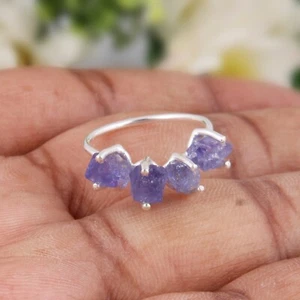 Multi Raw Tanzanite Sterling Silver Ring Handmade Rough Gemstone Crystal Jewelry - Bild 1 von 10