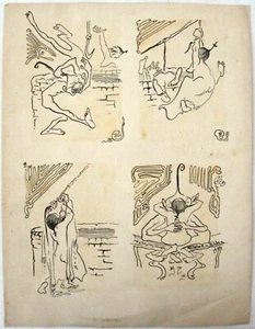 Elden Ebbe Satz original erotische Tuscheillustrationen, handsigniert, 1901 selten! - Bild 1 von 6