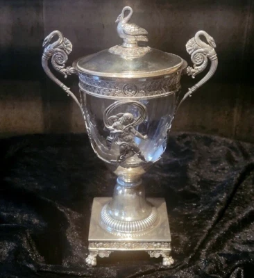 Antiguo Plato Francés Único Plata Esterlina Drageoir Tapa Estilo Imperio Siglo XIX Foto 1 de 4