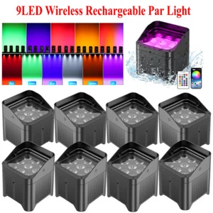 U`King 225W 9LED Waterproof Wireless Par Light Battery DMX RGBWA+UV Led Uplights - Picture 1 of 13