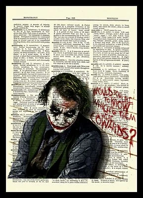 The Joker Heath Ledger Dictionary Art Poster Picture The Dark Knight Batman