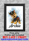 Personalised Paw Patrol kids Bedroom Wall Art Poster Print Picture Gift A5 A4 A3