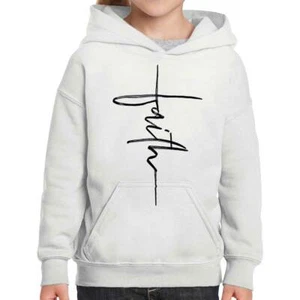 Cool Religious Jesus Christian Faith Cross Youth Girls Hoodie Sweatshirts Kids - Picture 1 of 2