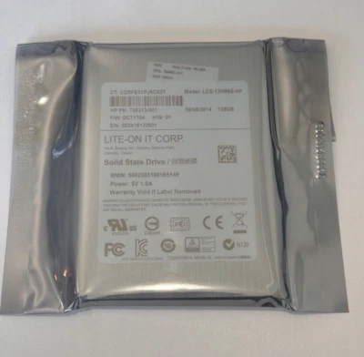 Lite-On LCS-128M6S-HP 128Gb SATA 2.5" DC71704 SSD HP 735313-001 Used Tested - Image 1 of 2