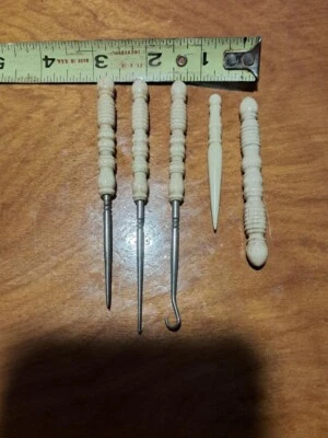 Vintage Bone Handled Button Hook Set - Image 1 of 4