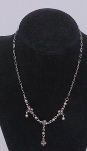 L - COLLAR VINTAGE 1928 CON PIEDRAS ROSAS, COLGANTE, 17 PULGADAS - Imagen 1 de 5