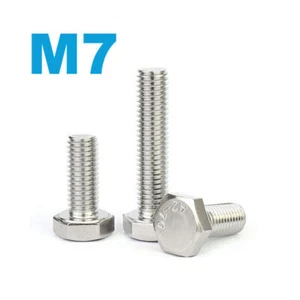 M7 Hexagon Head BoltsHex Head Screws Pitch M7 x 1mm SUS304 A2 Stainless Steel - Picture 1 of 25