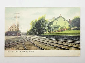 Roversford PA Pennsylvania P & R stazione ferroviaria cartolina d'epoca mai usata - Foto 1 di 2