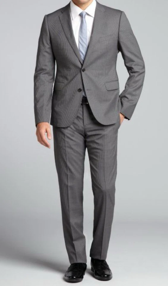Giorgio Armani Lecollezioni Black Label Grey Silver Sharkskin Coat 58 Pants 42 - Image 1 of 4
