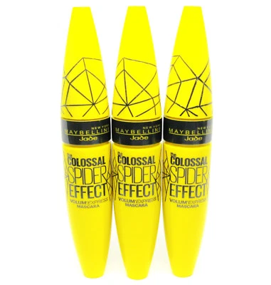 3 x MAYBELLINE the COLOSSAL VOLUM' EXPRESS MASCARA SPIDER EFFECT BLACK / schwarz