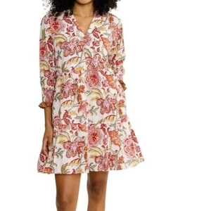 Vestido Charlee Alexis Para Mujer XL Floral Volantes Boho Niveles Algodón Borgoña Crema - Imagen 1 de 16