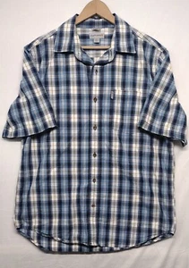Carhartt Relaxed Fit Blue Plaid Short Sleeve Button Down Men's Size Large - Picture 1 of 5