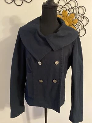 St John Sport Large Blazer Jacket Navy Cowl Neckline Double Breasted - Image 1 of 4