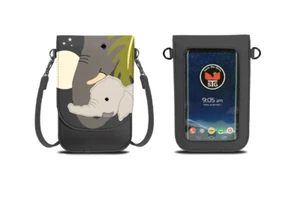 NUEVO SAVE THE GIRLS SAFARI ELEFANTE/BEBÉ TELÉFONO CELULAR BANDOLERA PANTALLA TÁCTIL BOLSO - Imagen 1 de 2