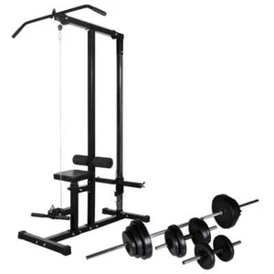 Fitnessstation mit Langhantel und Kurzhantel Set 30,5 kg - Bild 1 von 10
