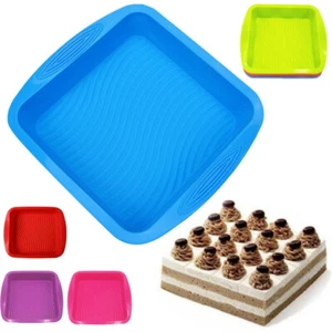 Large Square Silicone Cake Mold Pan Tins Non Stick Loaf Bread Baking Tray Mould - Picture 1 of 11
