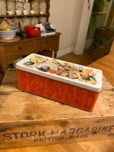 Vintage Long Rectangular Crackers / Biscuits Tin – Mexican Theme – Flowers etc - Picture 1 of 7