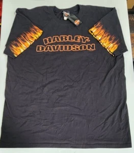 Harley Davidson Three Rivers Pittsburgh Pennsylvania Shirt 2XL Black Flames - Picture 1 of 9