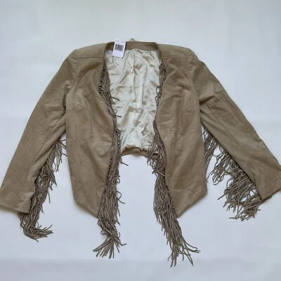 Guess женщин искусственной замши бахрома куртка хаки размер S - Изображение 1 из 4