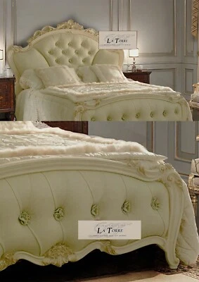 Letto una piazza e mezza contenitore ecopelle Barocco foglia oro o argento quals - Immagine 1 di 4