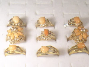 # 9 ....RINGS CORAL SEMI-PRECIOUS GEMSTONE CRYSTALS WHOLESALE LOT CO5 - Picture 1 of 8