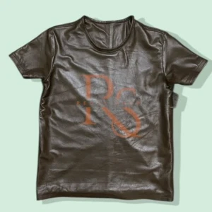 Camisa de cuero marrón chocolate para hombre Camisa de cuero suave Cuero de cordero genuino - Imagen 1 de 4