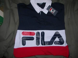 MENS CLASSIC FILA TENNIS SHIRT. SIZE SMALL. WHITE, RED, BLUE. SHORT SLEEVES. NEW - Picture 1 of 3