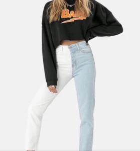 Adika Skinny Relax Jeans Women's Sz S (4) Blue Two-Tone High Rise Button Fly - Picture 1 of 12