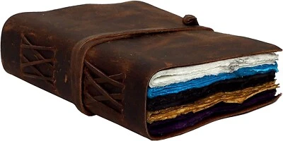 Vintage Leather Journal for Women & Men Multicolor Deckle Edge Paper Journal - Image 1 of 4