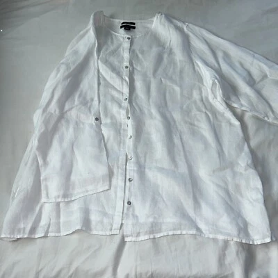 Tahari 100% Linen White Shirt Dress :X Mother of Pearl Buttons Beachy - Image 1 of 3