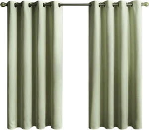 Sage Green Short Curtains for Bedroom & Nursery, Thermal Insulated Blackout Curt - Picture 1 of 7