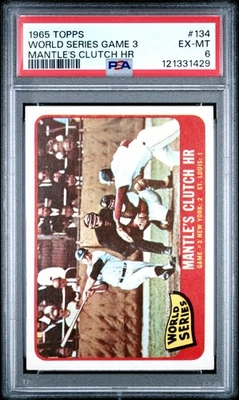 1965 TOPPS MANTLE'S CLUTCH HR #134 WORLD SERIES GAME 3 PSA 6 - Image 1 of 2