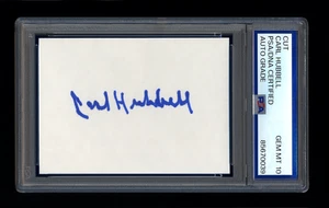 CARL HUBBELL SIGNED CUT PSA/DNA AUTOGRAPHED HOF NEW YORK GIANTS GEM MINT 10 - Picture 1 of 1