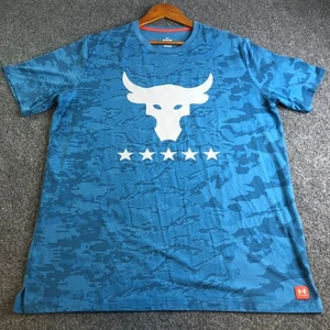 Under Armour Shirt Mens Extra Large Blue Camo Flag Project Rock Brahma Bull - Picture 1 of 10