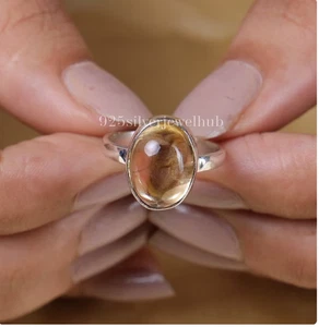 Anillo de piedra lunar arco iris, anillo de plata de ley 925, anillo de piedras preciosas ovaladas, todos los tamaños - Imagen 1 de 8