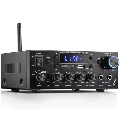 Receptor amplificador de audio estéreo KS-33BT 2.1CH con salida de subwoofer activo, R... Foto 1 de 4