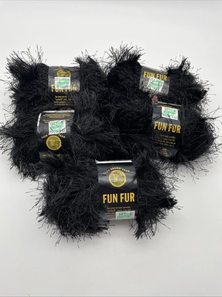 Bizzy1 Lion BRAND Yarn Fun Fur Dark Purple 3 Skeins 192 Yards