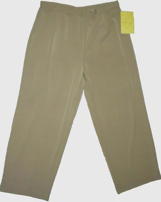 NUEVO CON ETIQUETAS Mujer LINEA Talla 20WP Marrón PANTALONES DE POLIÉSTER ELÁSTICO Planos RECTOS Pierna 29-1/2 Foto 1 de 4