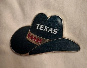Cappello da cowboy blu con magnete frigo in metallo Texas State - Foto 1 di 4