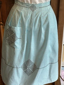 Medio Delantal De Colección Azul/Blanco Guinga Algodón con Bordado Negro - Imagen 1 de 7