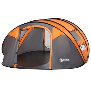 Tienda de campaña emergente naranja para 4-5 personas con ventanas y fácil montaje - Imagen 1 de 9